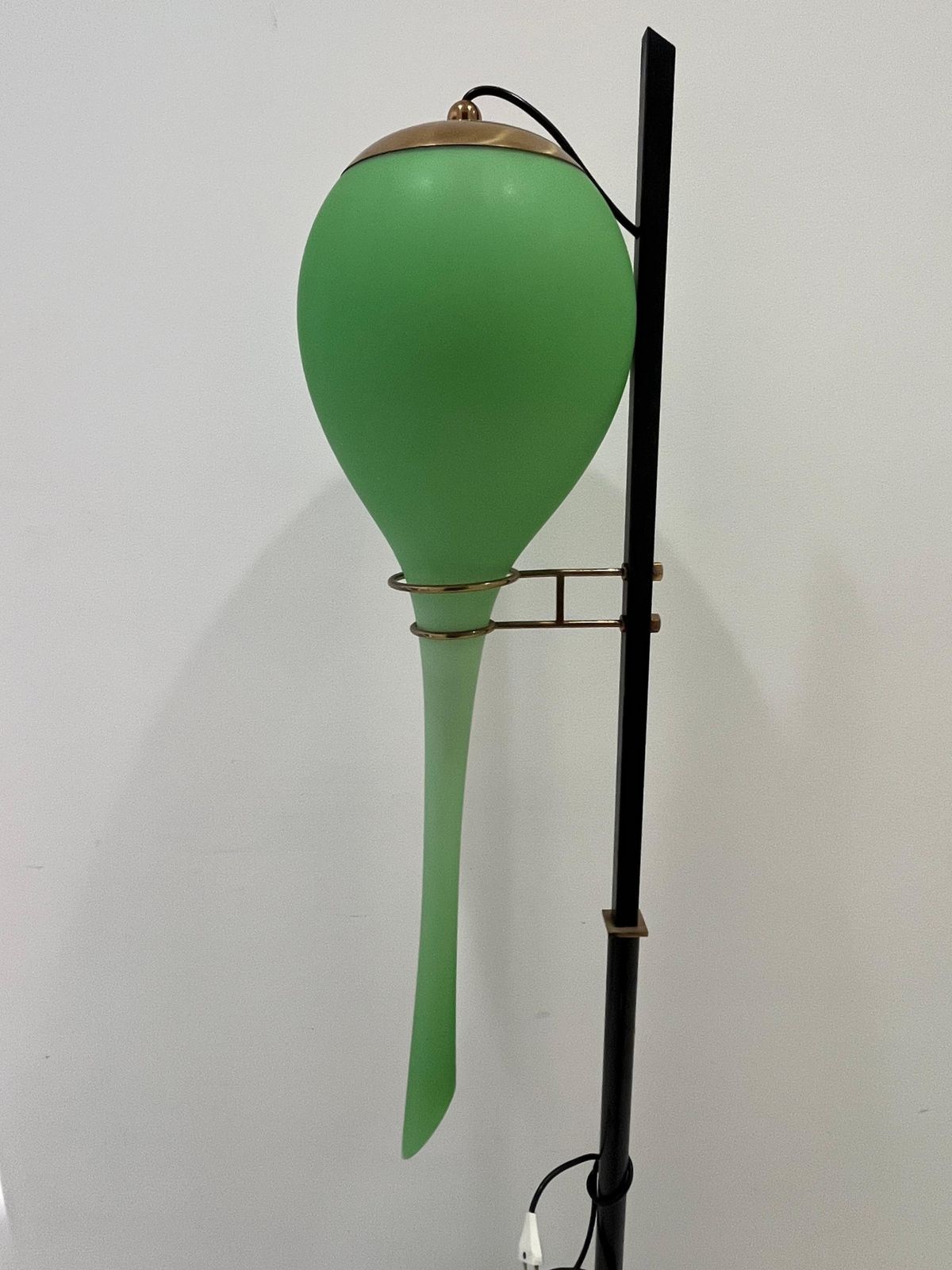 Lighting Mid Century Floor Lamp, Murano Opaline Glass, Attributed To Stilnovo, 1950s photo