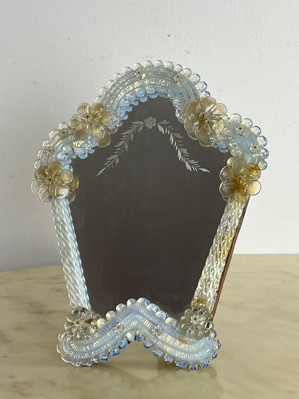 photo for sale Mid Century Venetian Murano Glass Table Mirror, Italian Design 1960s