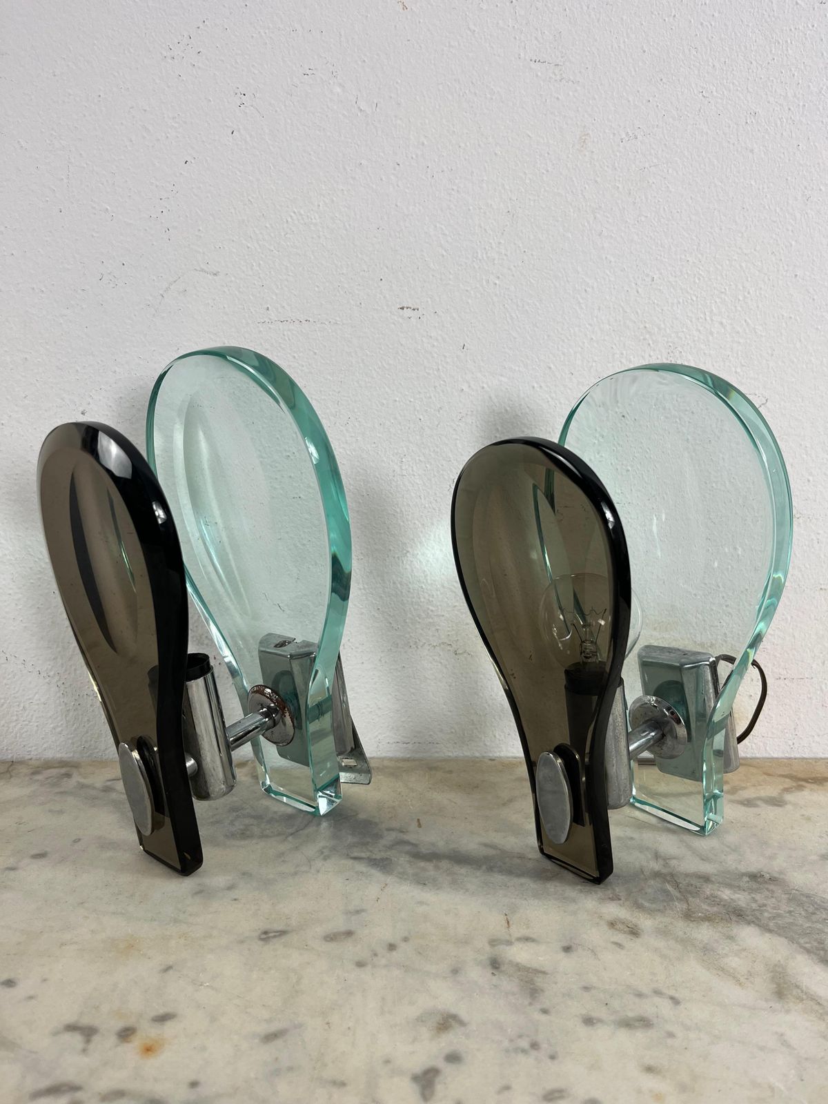 Set Of 2 Nile Green Murano Glass Wall Lamps Attributed To Fontana Arte 1960s photo Lighting