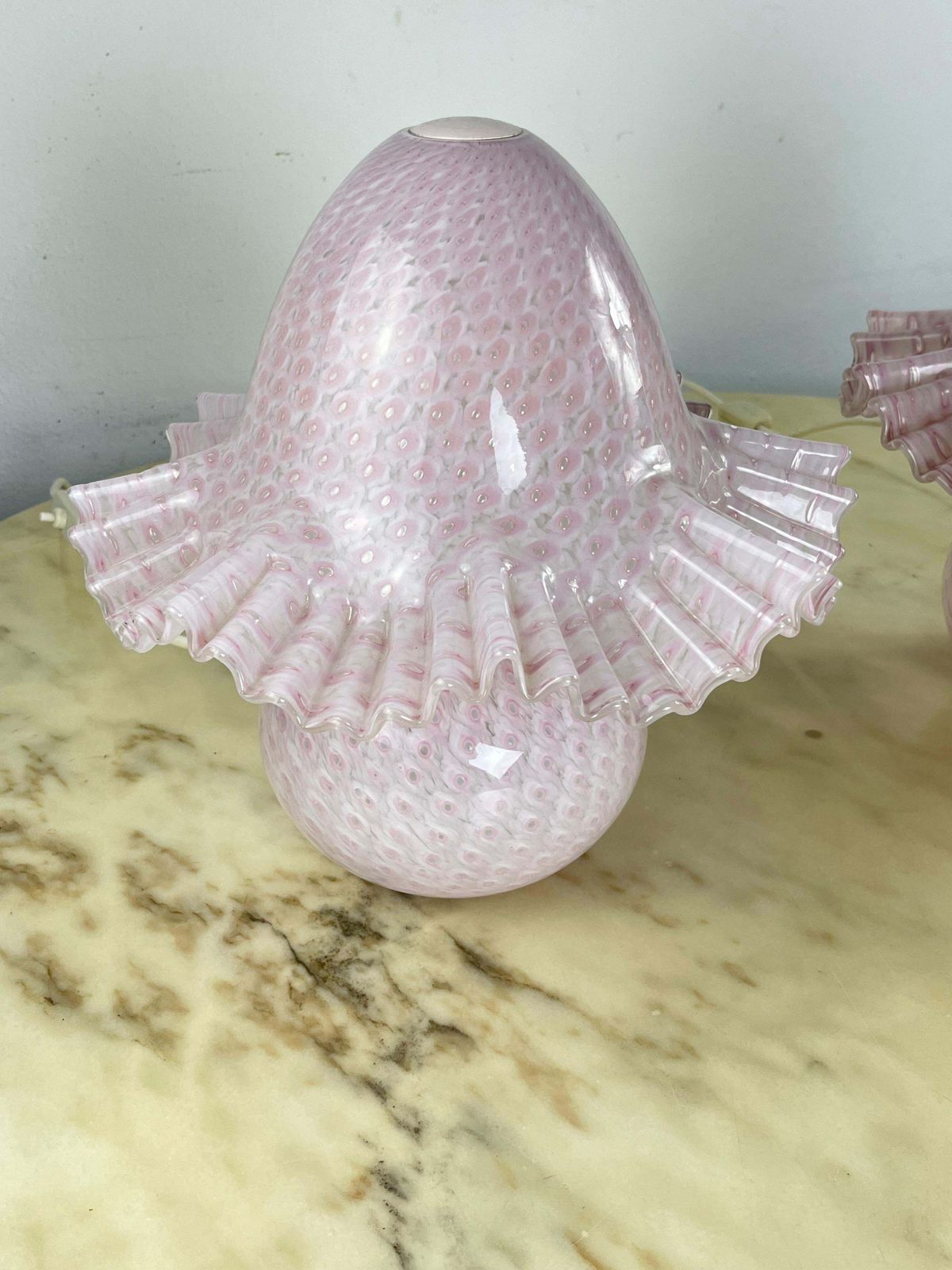 Set Of 2 Murano Glass Bedside Lamps Double Lighting Attributed To Cenedese 1980s photo furniture