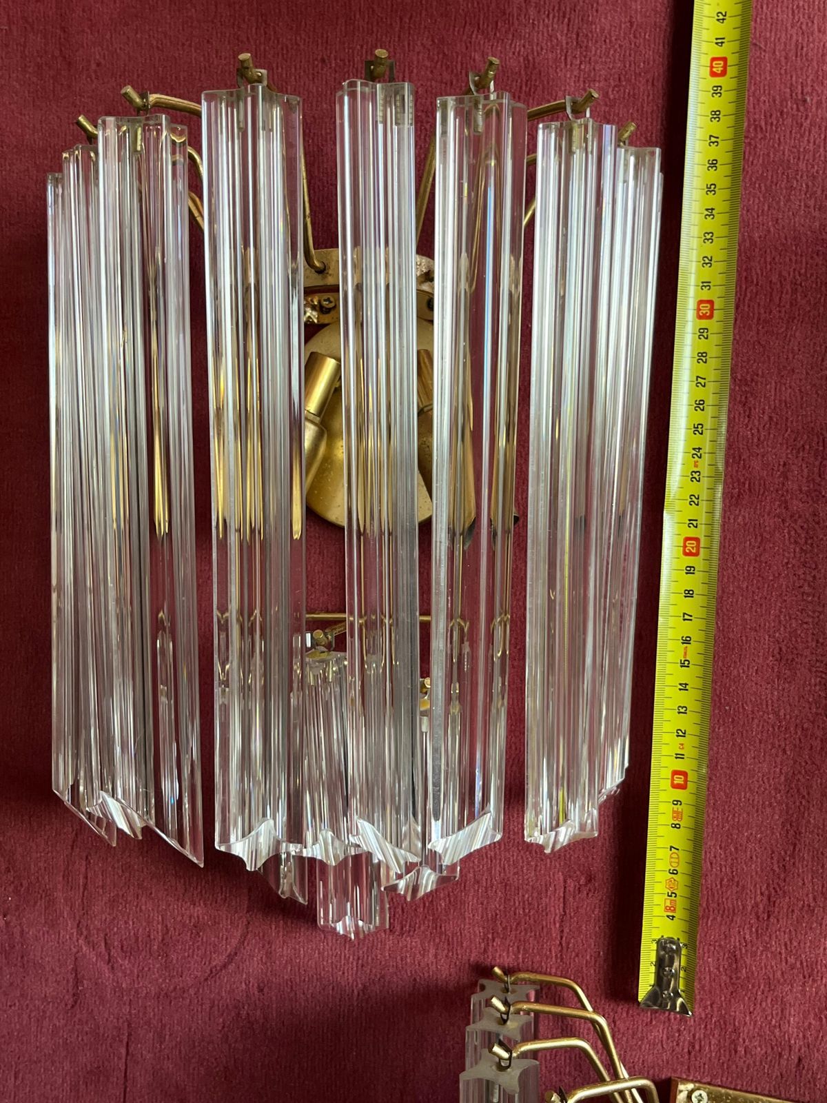 Set Of 3 Mid Century Murano Glass Trefoil Wall Lamps Attributed To Venini, 1950s photo Lighting