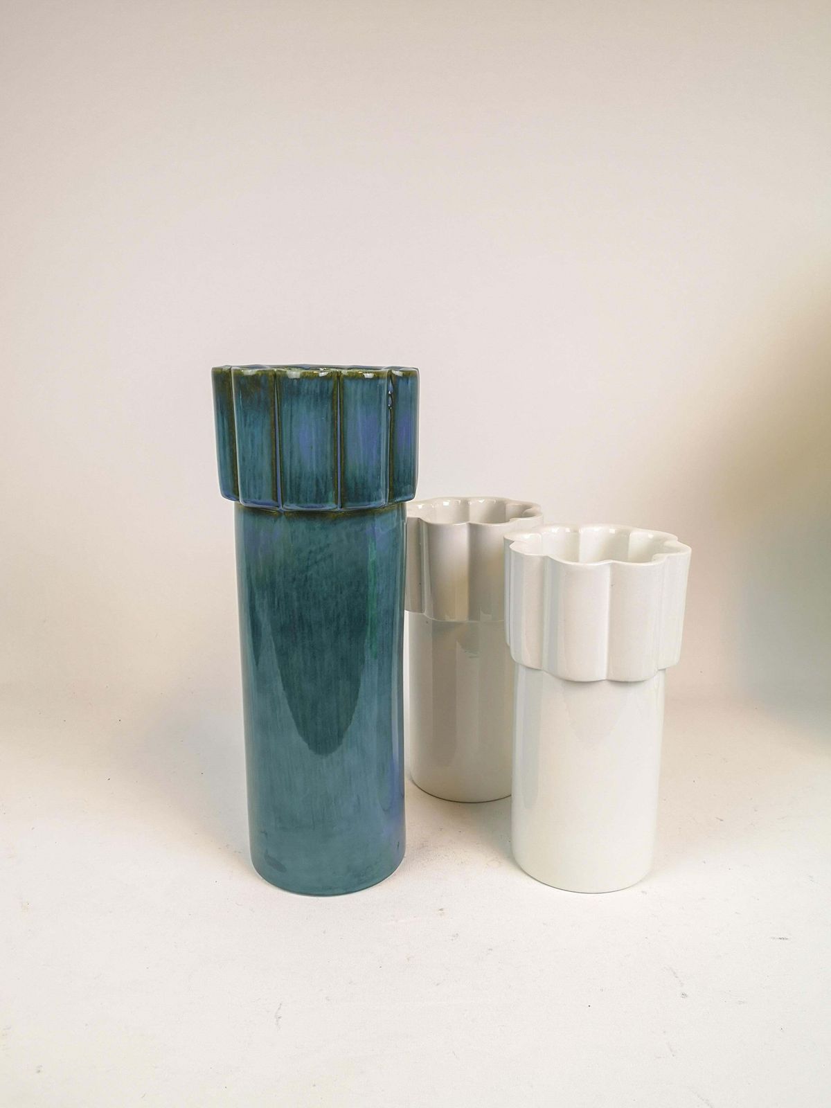 Scandinavian Modern Set Of 3 Vases Konvex By Karin Björquist Gustavsberg, Sweden photo buy