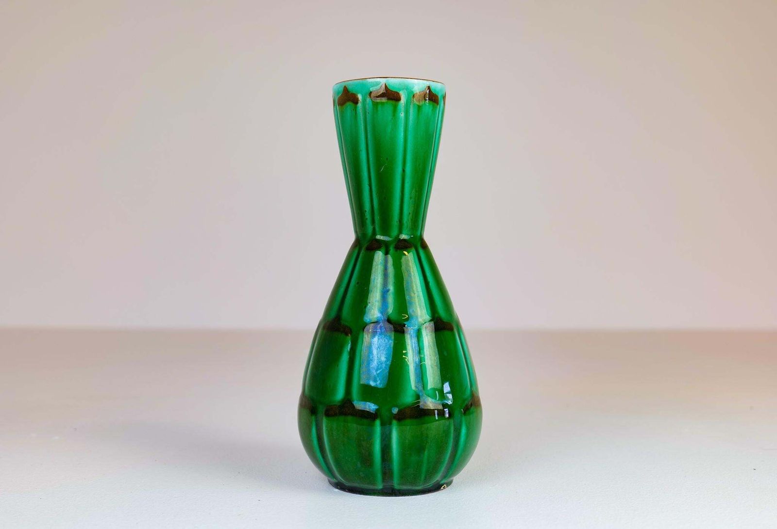 Midcentury Green Large Ceramic Vases And Platter/Bowl Upsala Ekeby "Capri" 1950s photo vintage