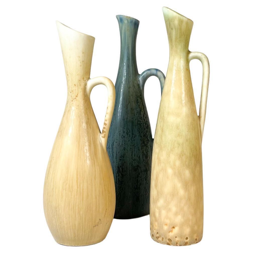 Mid Century Modern Set Of 3 Vases Rörstrand Carl Harry Stålhane, Sweden, 1950s