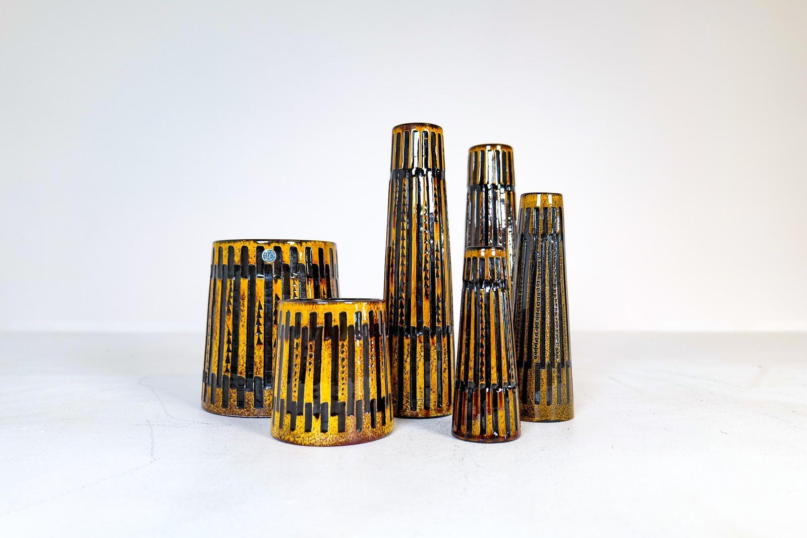 Collection Of 6 Ceramic Vases And One Platter Upsala Ekeby Nevada 1962 photo Home Decor