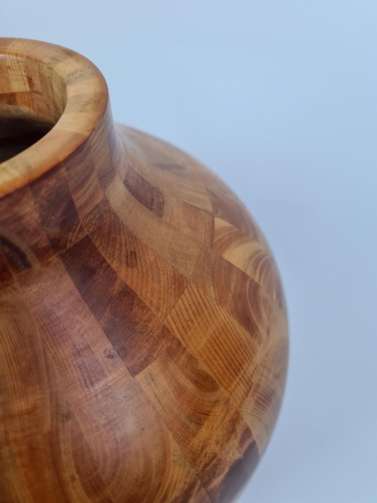 Scandinavian Modern Wooden Pine Urn Exceptional Quality, 1970s, Sweden photo vintage