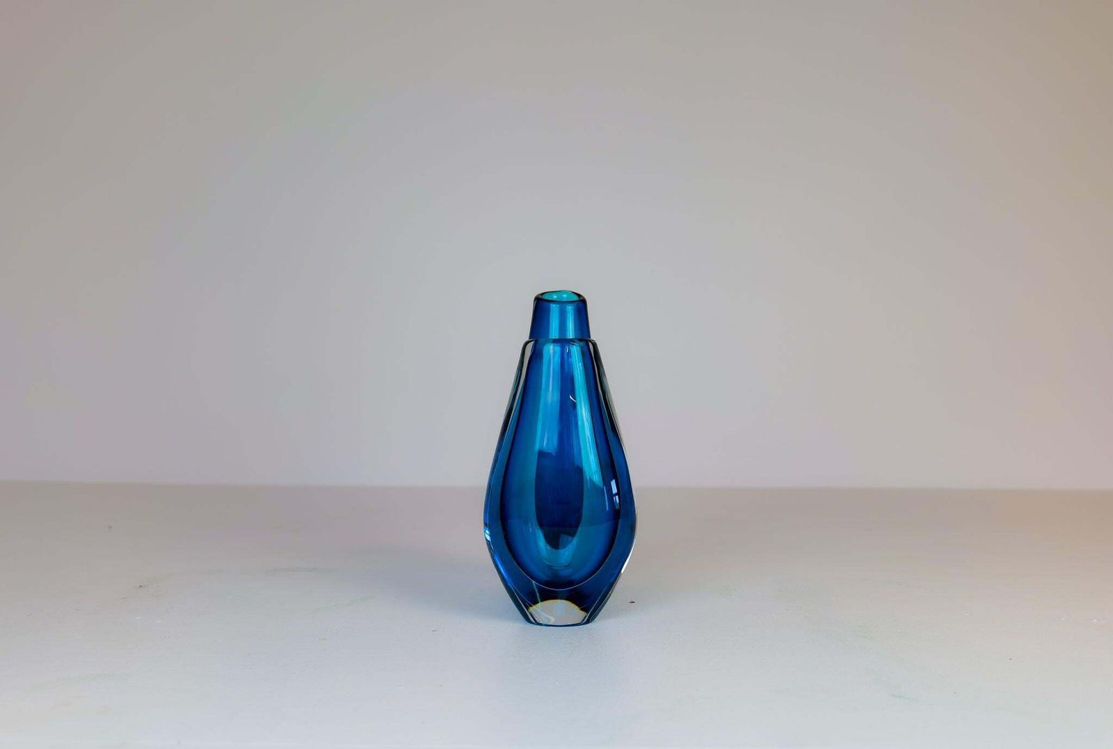 Midcentury Modern Pair Of Sven Palmqvist Orrefors Heavy Crystal Vases Clear Blue photo Home Decor