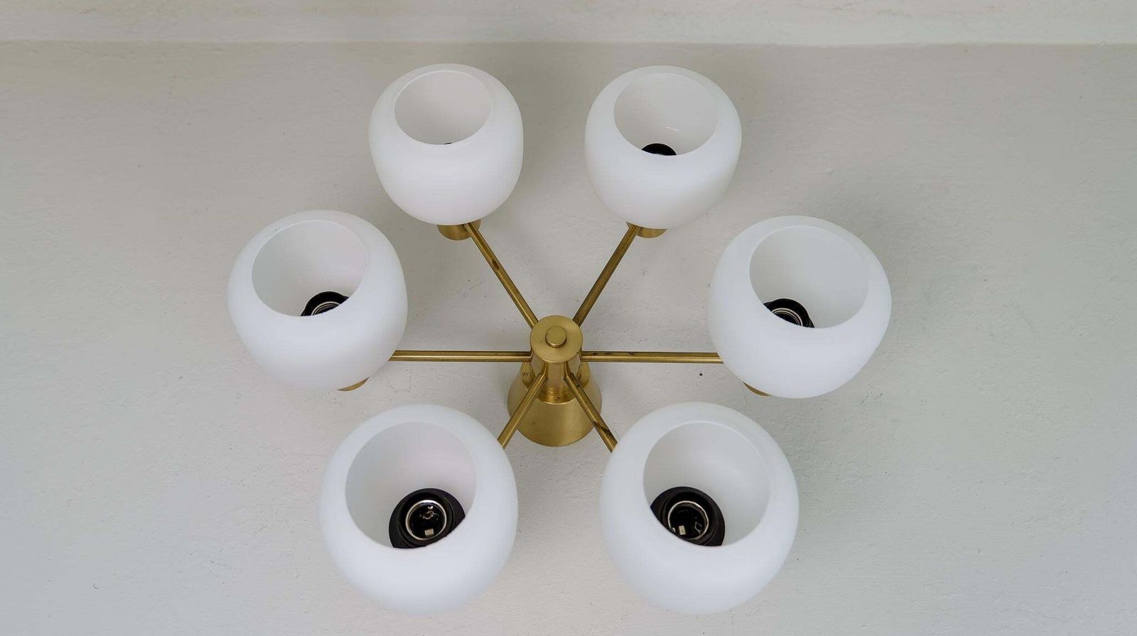 Mid Century Modern Brass Ceiling Fixture Asea Sweden, 1950s photo vinterior