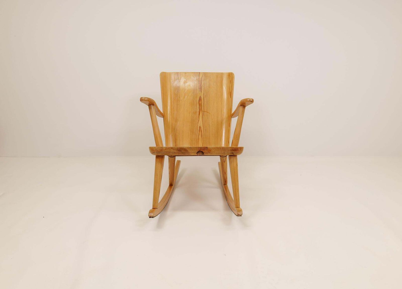 Midcentury Rocking Chair In Pine, Göran Malmvall, Sweden, 1940s photo 1711.0