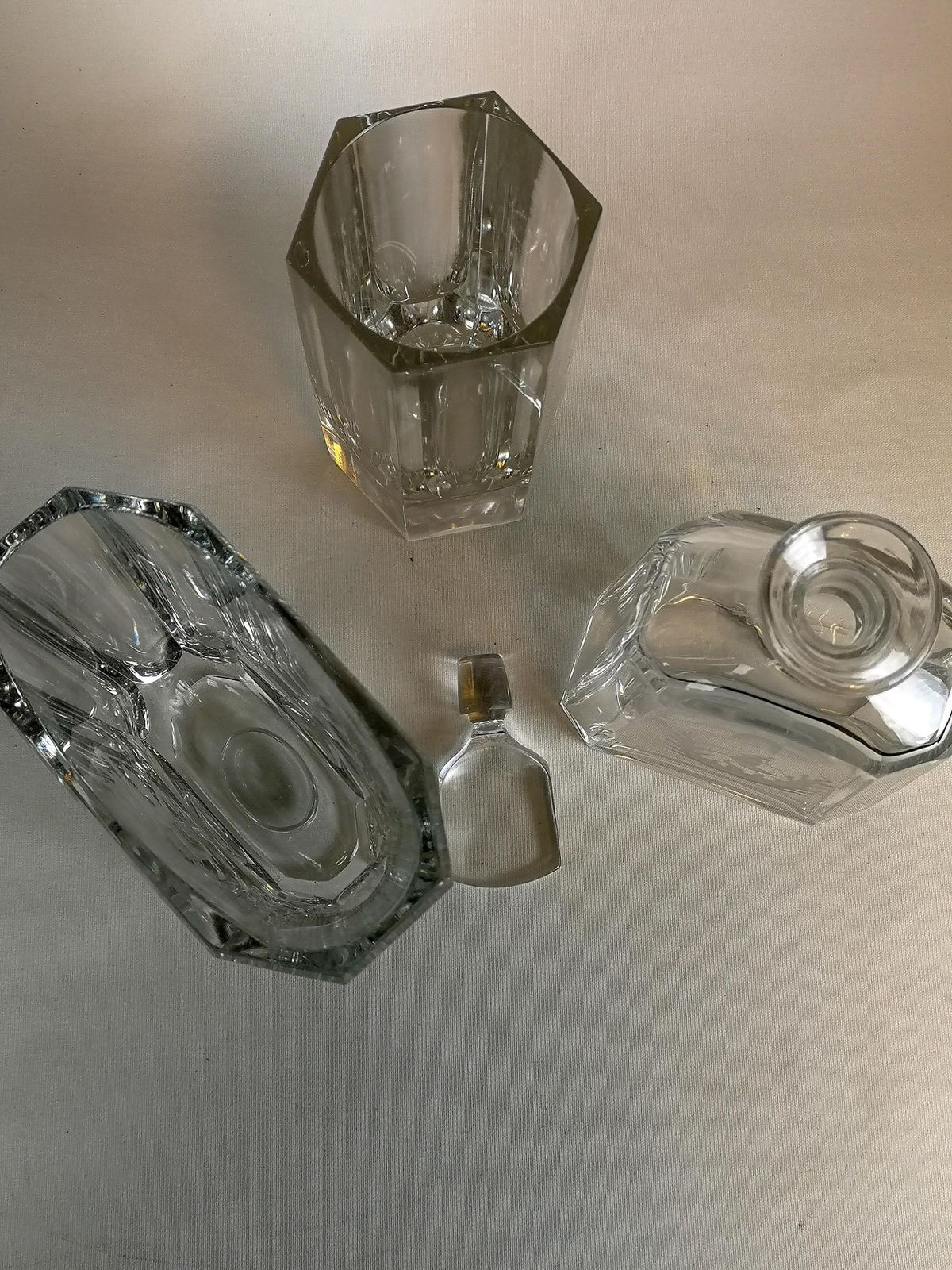 Home Decor Art Deco Set Of 3 Crystal Pieces Elis Bergh Kosta, Sweden, 1930s photo