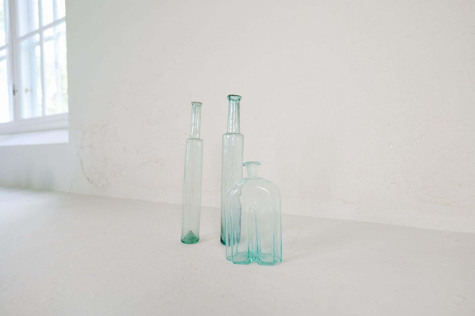Antique Set Of 3 Decorative Bottles / Vases Sweden 1800 Circa photo Home Decor