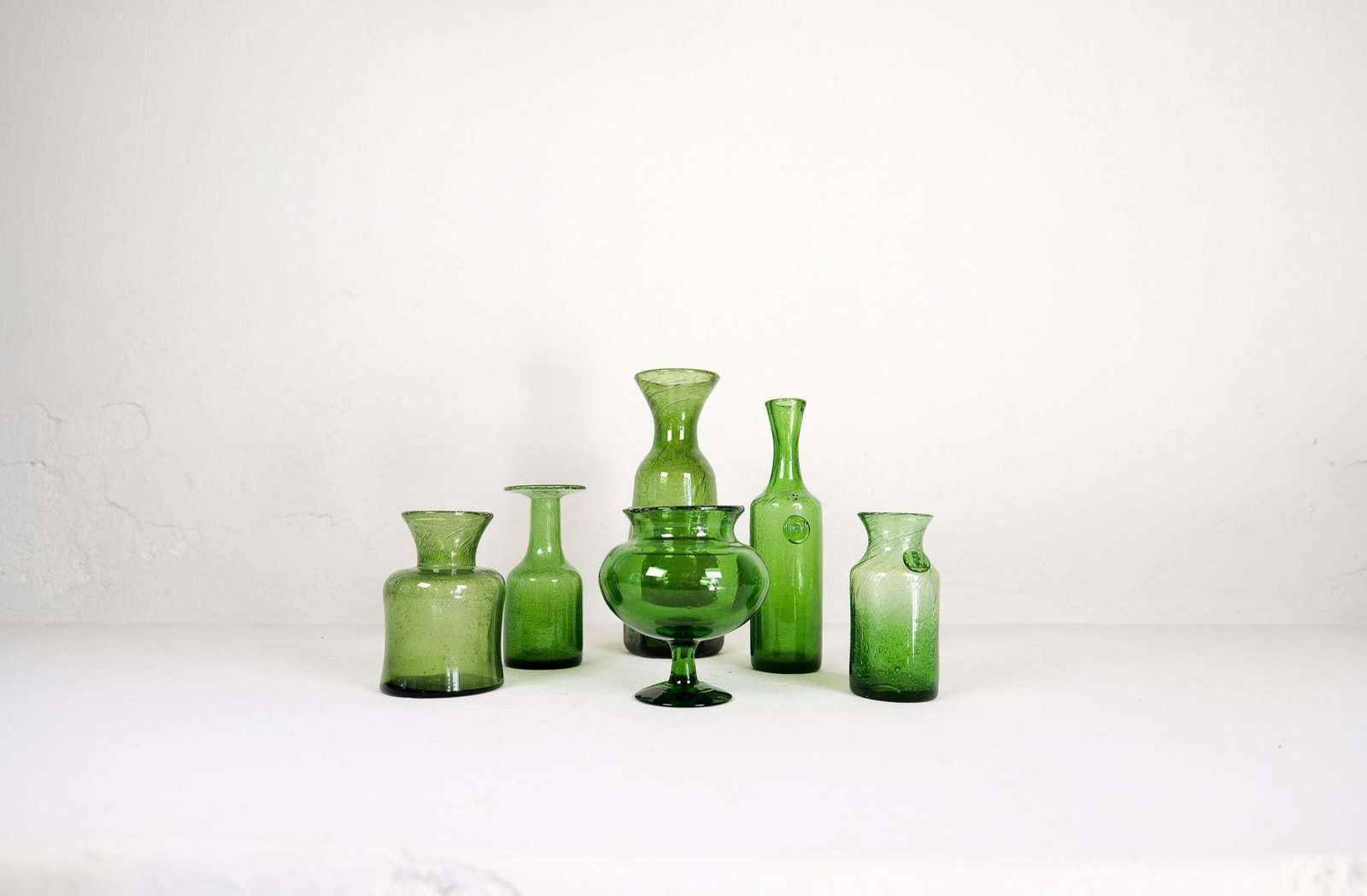 Midcentury Modern Collection Of Six Green Vases By Erik Hoglund, Sweden, 1960s photo furniture