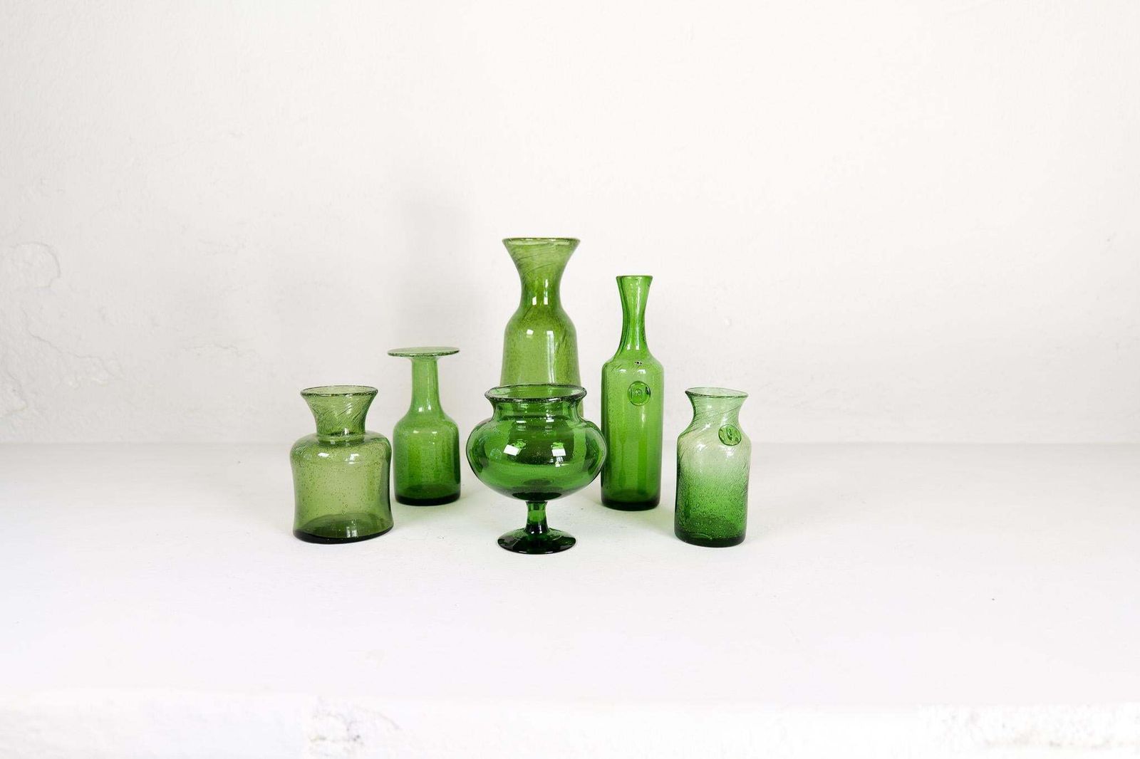 Midcentury Modern Collection Of Six Green Vases By Erik Hoglund, Sweden, 1960s photo Home Decor
