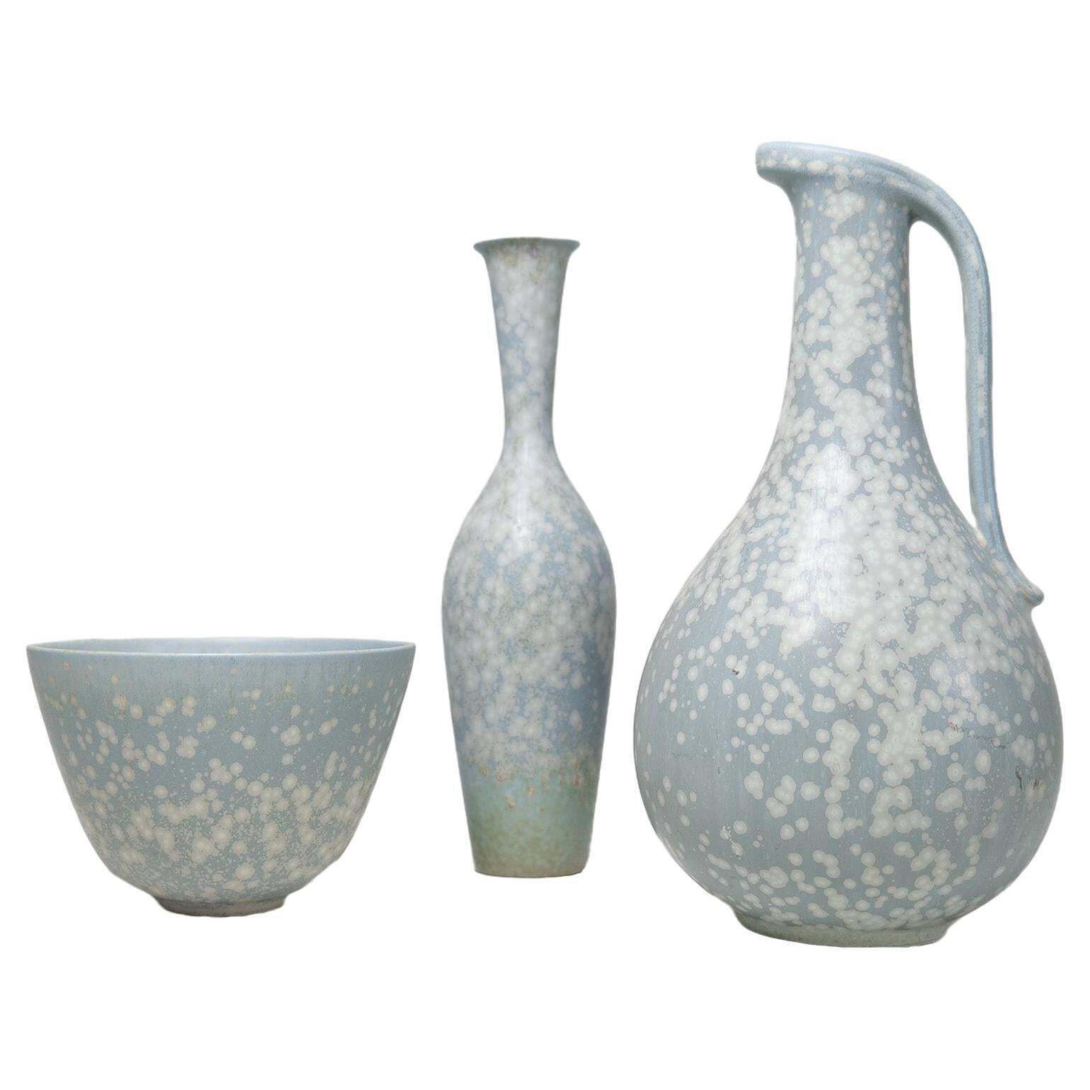 Midcentury Modern Set Of 3 Ceramic Pieces Rörstrand Gunnar Nylund, Sweden, 1950s