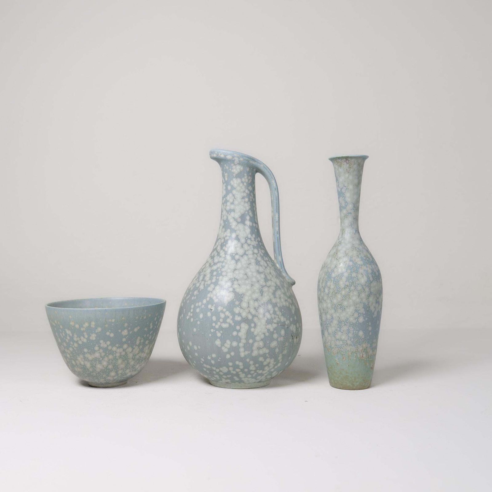 Midcentury Modern Set Of 3 Ceramic Pieces Rörstrand Gunnar Nylund, Sweden, 1950s photo for sale