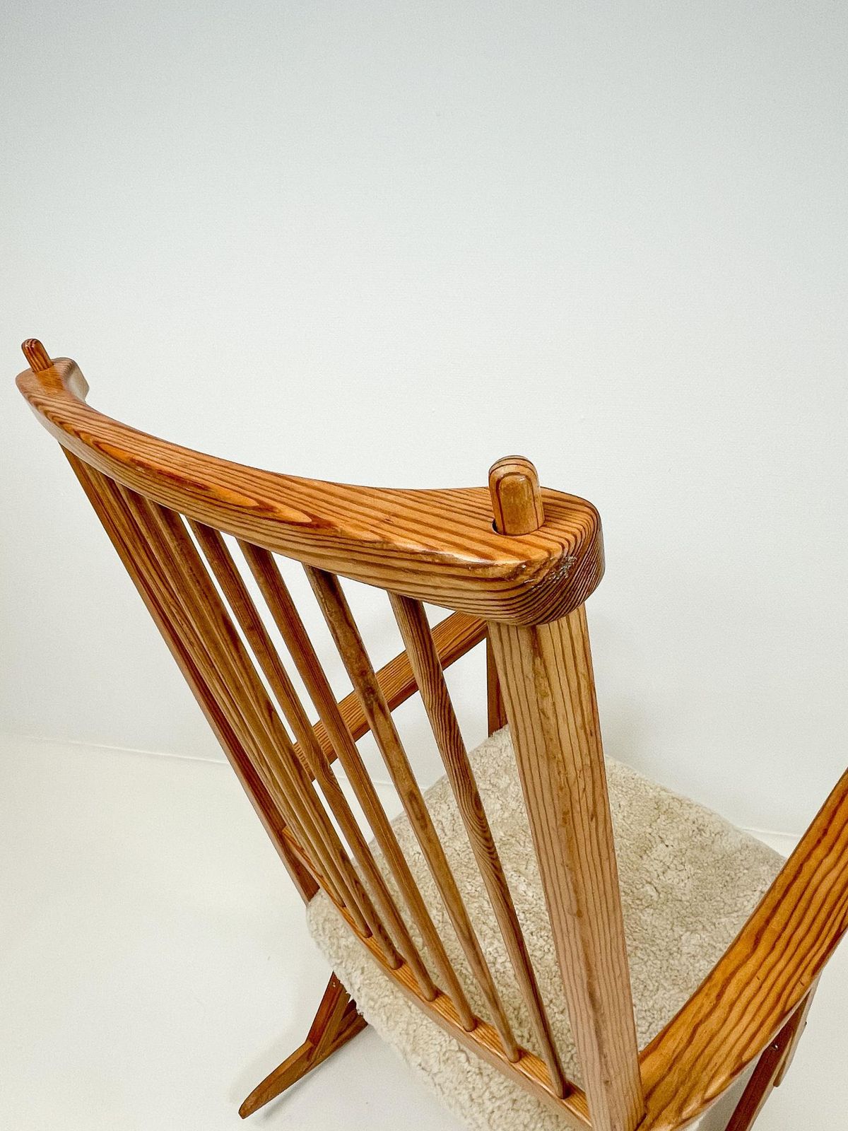 1496.0 Midcentury Rocking Chair In Pine And Sheepskin Yngve Ekström Sweden photo