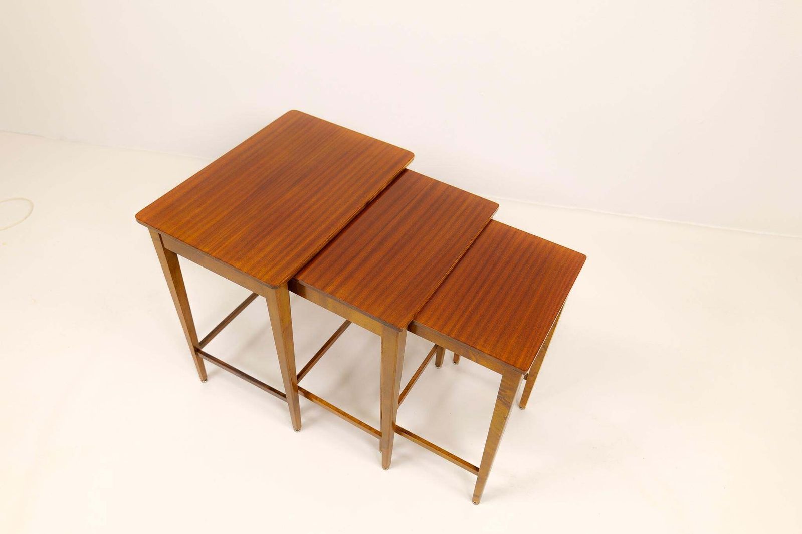 Art Deco Nesting Tables Mahogany And Stained Birch, Nk Sweden, 1940s photo vinterior