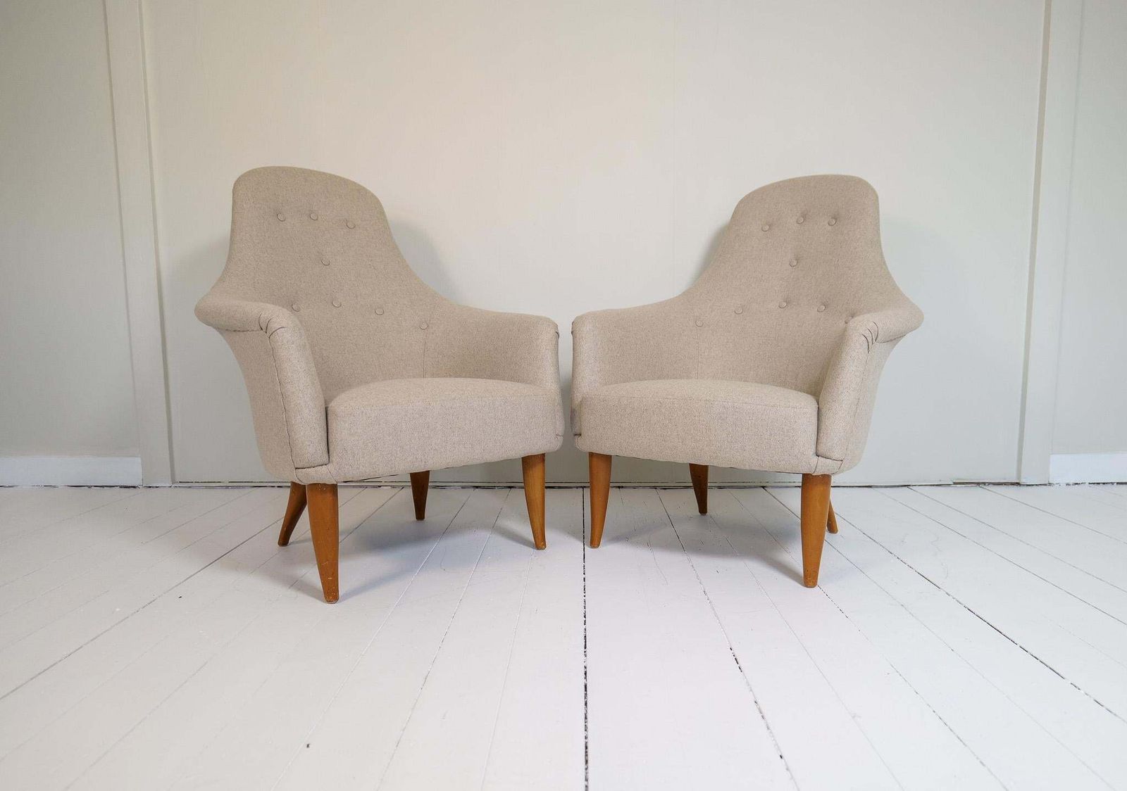 photo vintage Midcentury Modern Big Adam Lounge Chairs Nk, Sweden, 1950s