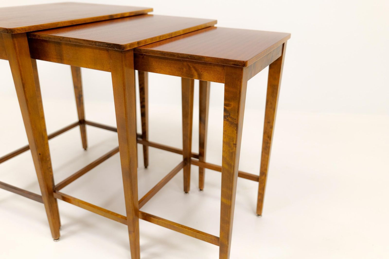 Art Deco Nesting Tables Mahogany And Stained Birch, Nk Sweden, 1940s photo vintage