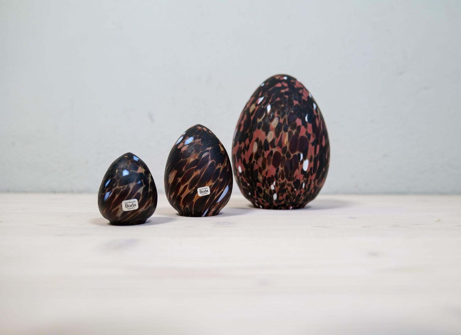 Scandinavian Modern Set Of 3 Eggs Monica Backstrom Kosta, Sweden, 1970s photo Art