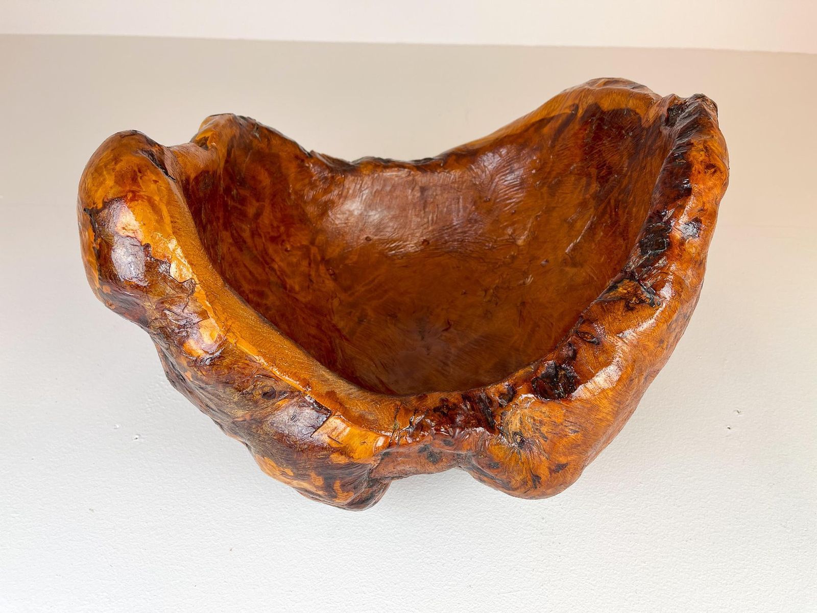 Exeptional Large Swedish Folk Art Organic Burl Bowl, Circa 1960s photo vintage