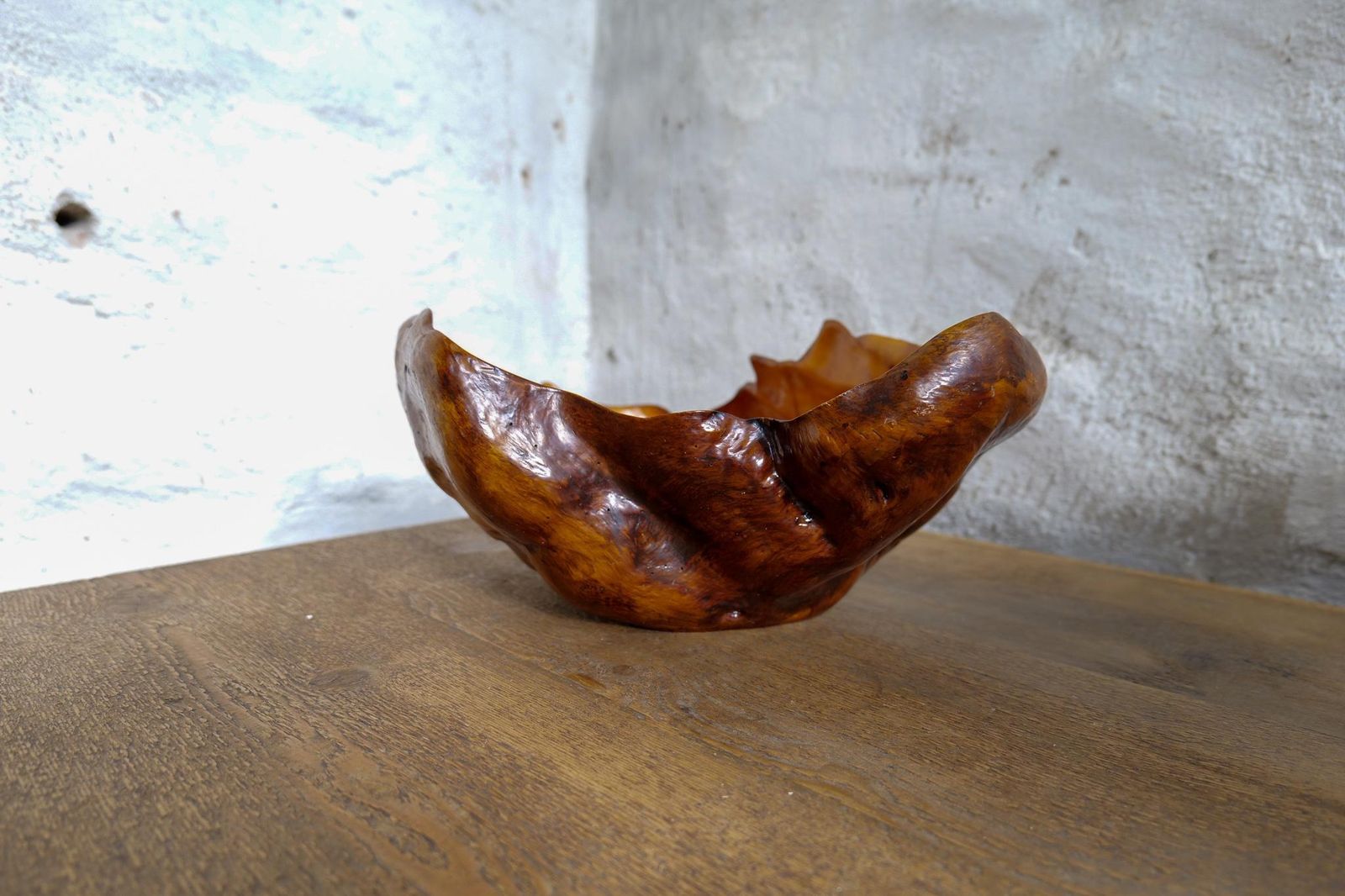 Swedish Folk Art Very Large Organic Burl Curly Dark Grain Birch Bowl, Circa 1960s photo furniture