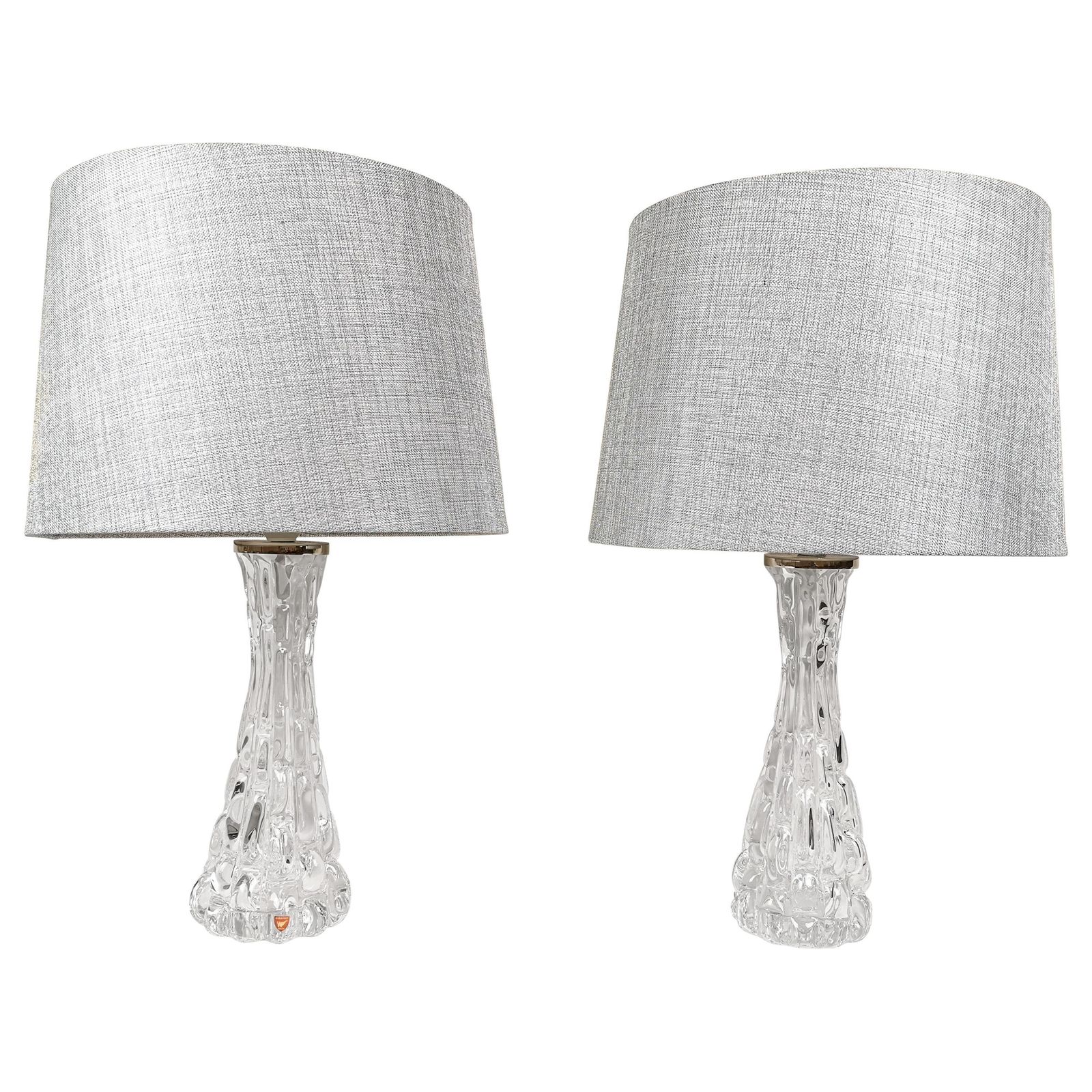 Swedish Midcentury Crystal Table Lamps Orrefors By Carl Fagerlund