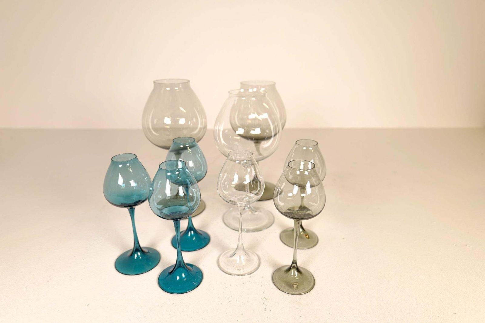 Large Collection Midcentury Orrefors Tulip Glasses Nils Landberg Sweden 1950s photo buy