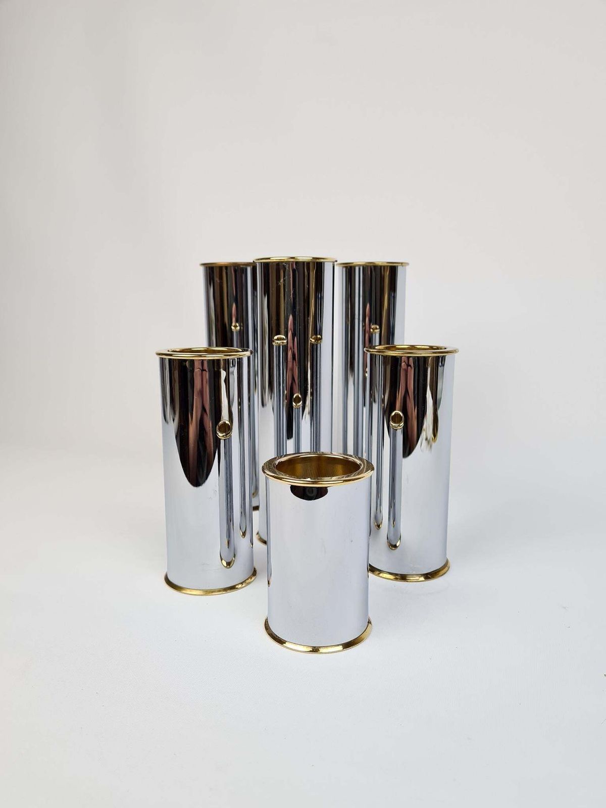 Swedish Modern Candelholders In Brass And Steel, Englesson, Sweden, 1970s photo Home Decor
