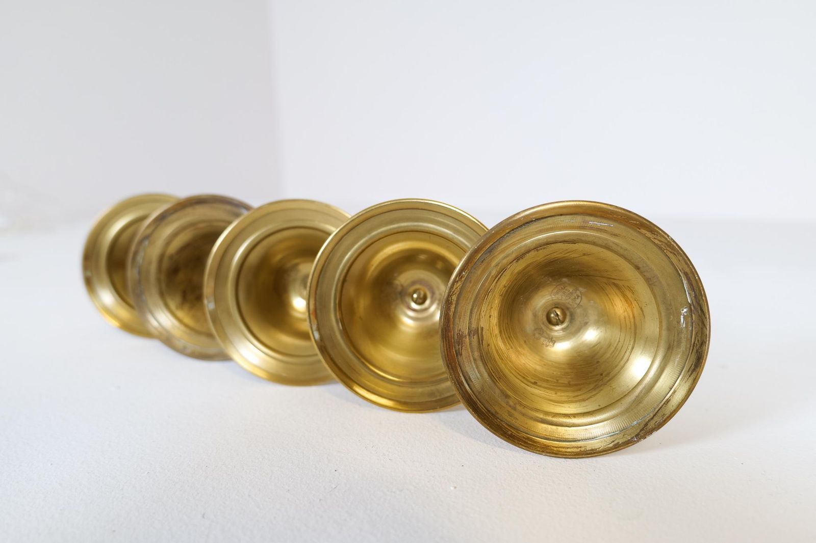 photo furniture Midcentury Set Of 5 Candlesticks In Brass By Lars Holmström Arvika, Sweden
