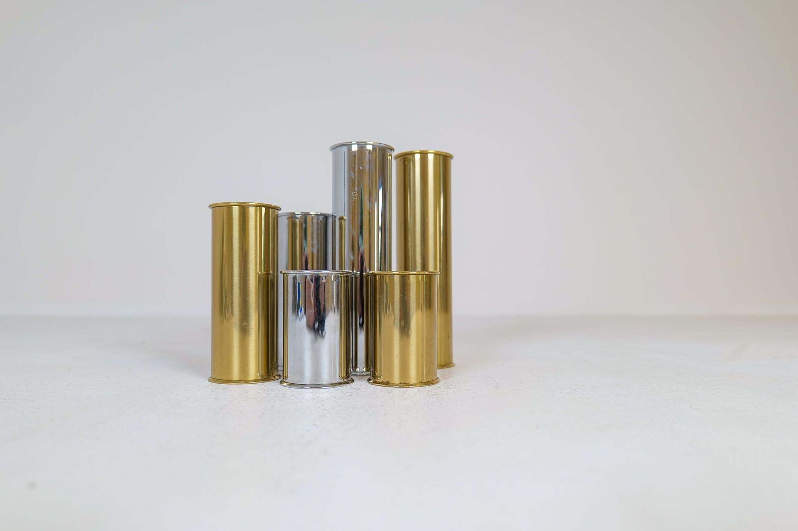 Swedish Modern Candelholders In Brass And Steel, Englesson, Sweden, 1970s photo for sale