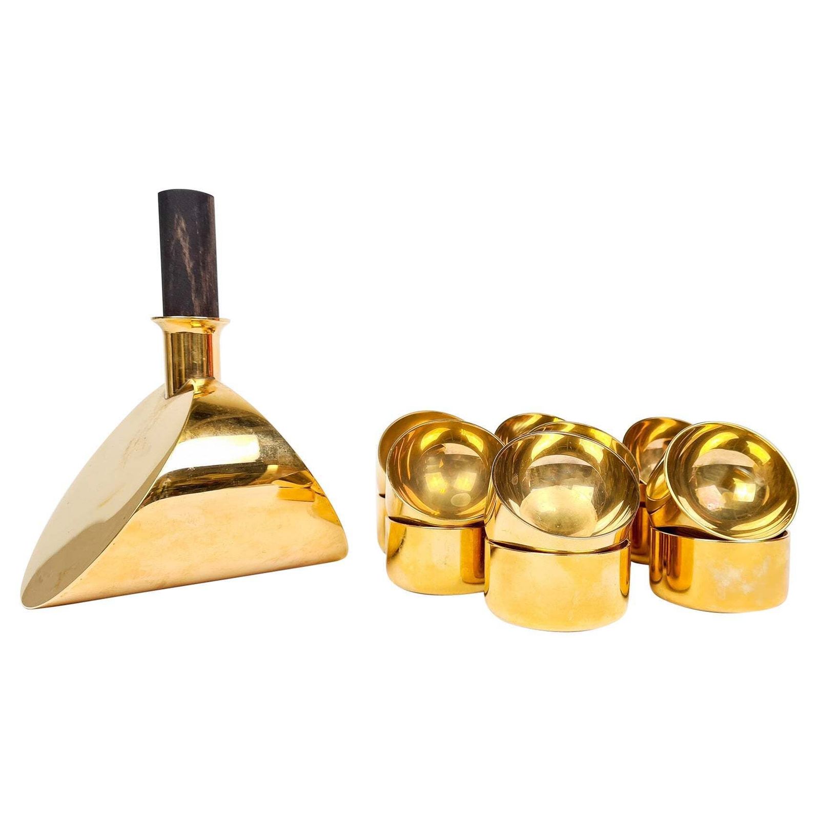 Collection Of Decanter And Bowls In Brass Pierre Forsell Skultuna, Sweden, 1970s