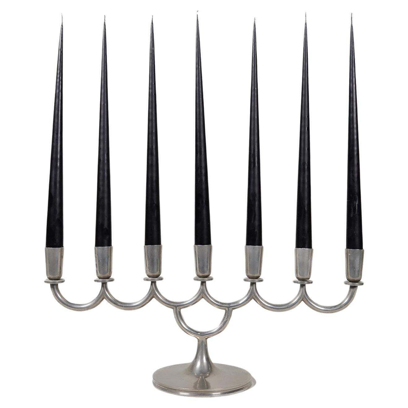 Art Deco Candelabra In Pewter By Lars Holmström In Arvika, Sweden, 1931