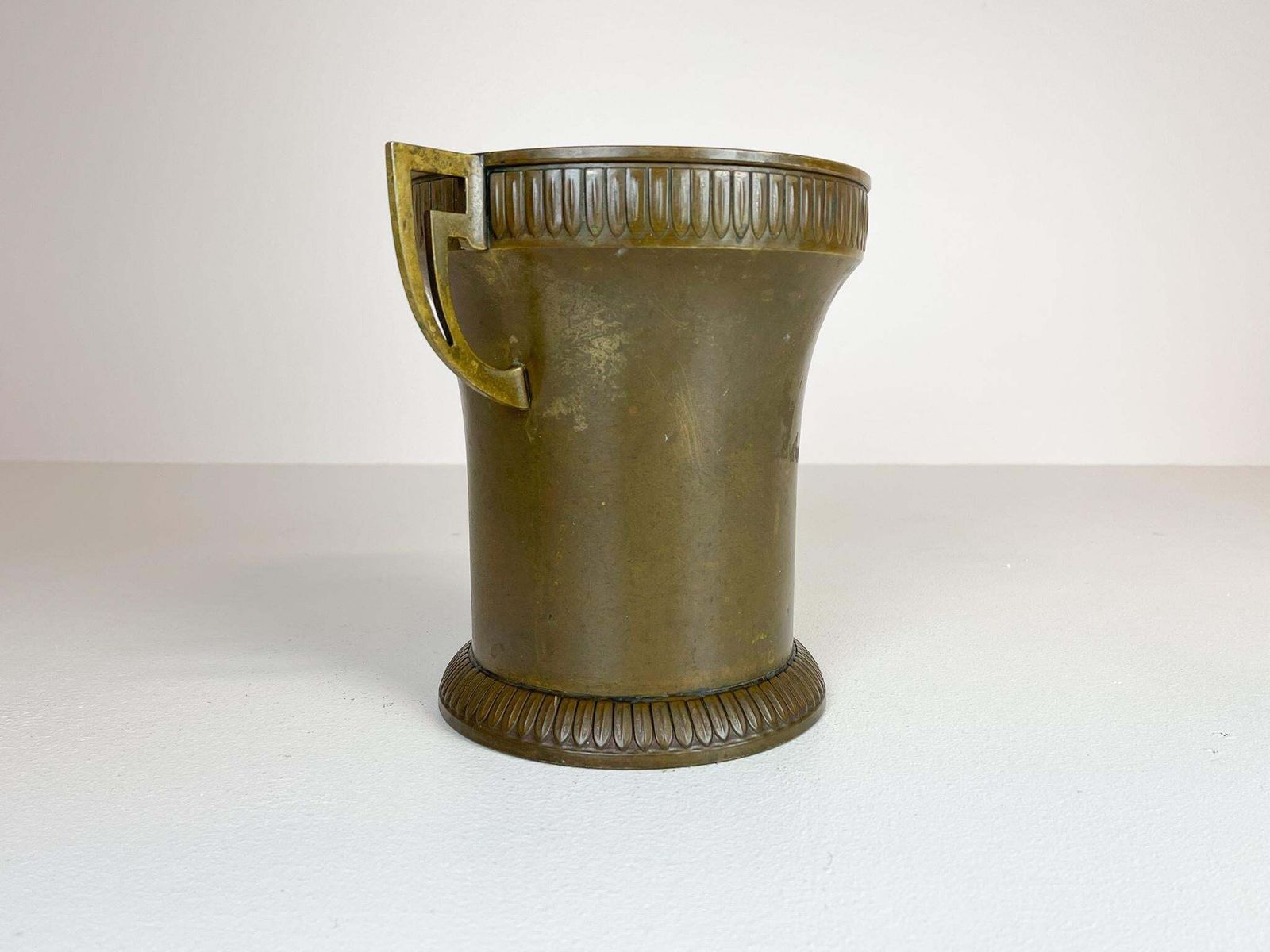 Art Deco Champagne Cooler Copper And Brass Relief Pattern Sweden, 1930s photo vintage