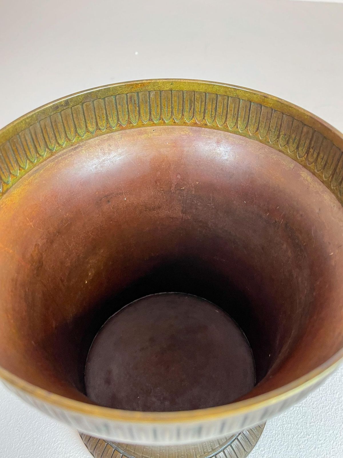 photo for sale Art Deco Champagne Cooler Copper And Brass Relief Pattern Sweden, 1930s