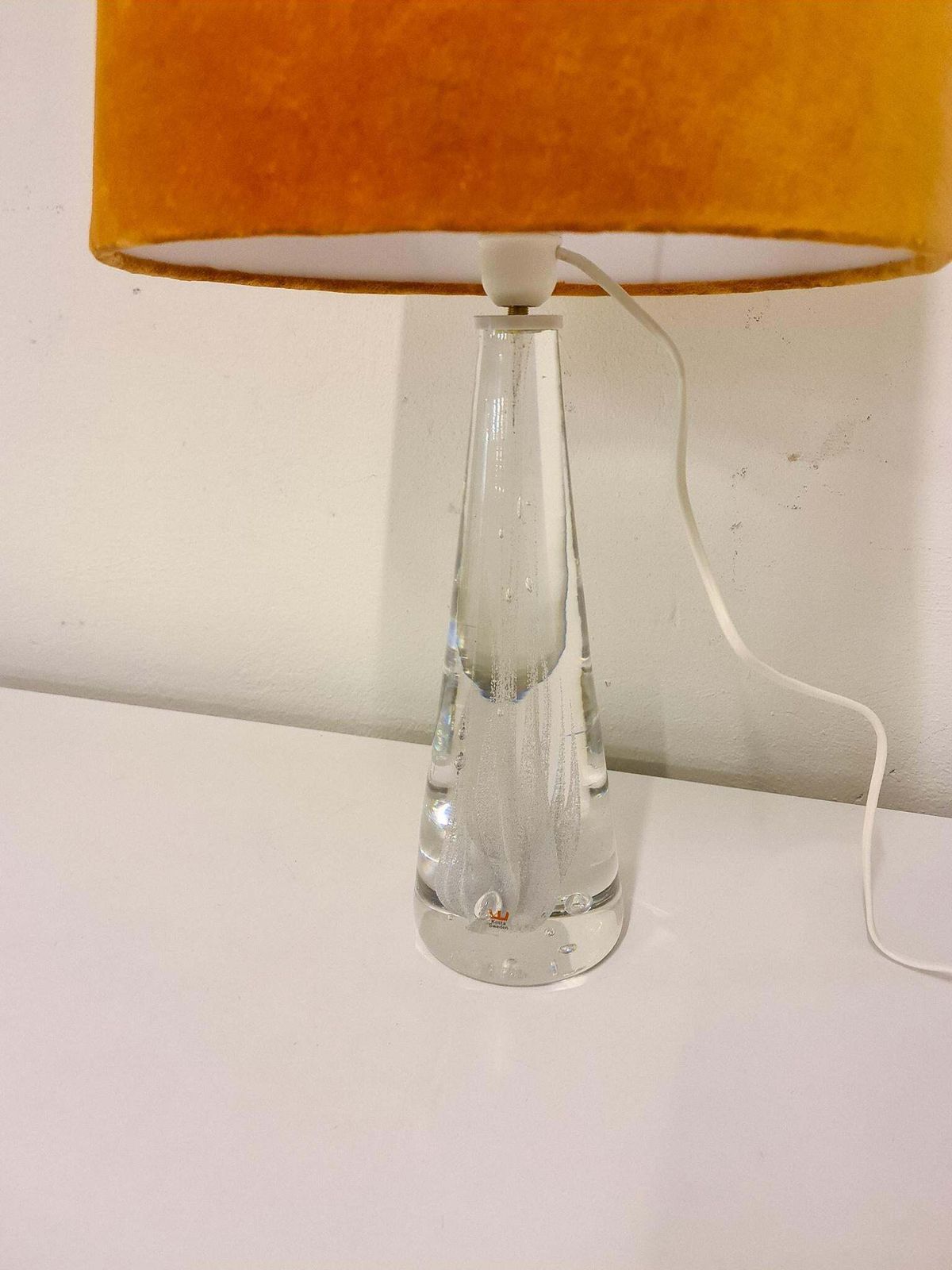 Midcentury Crystal Glass Table Lamp By Vicke Lindstrand Kosta, Sweden photo Lighting