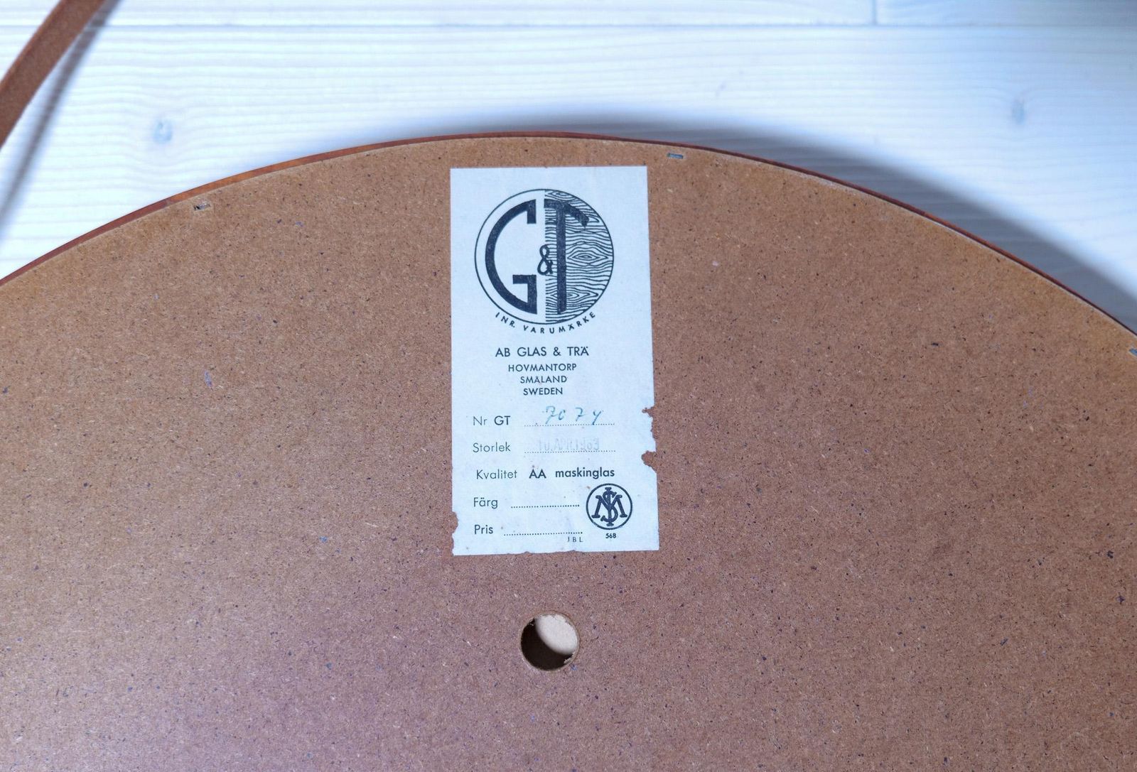 photo vinterior Midcentury Modern Round Mirror In Leather & Teak By Glas & Trä Hovmantorp Sweden