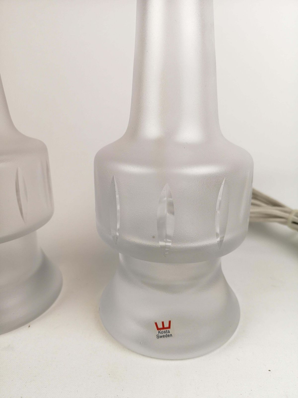 Pair Of Crystal Table Lamps Kosta, Sweden, 1960s photo for sale