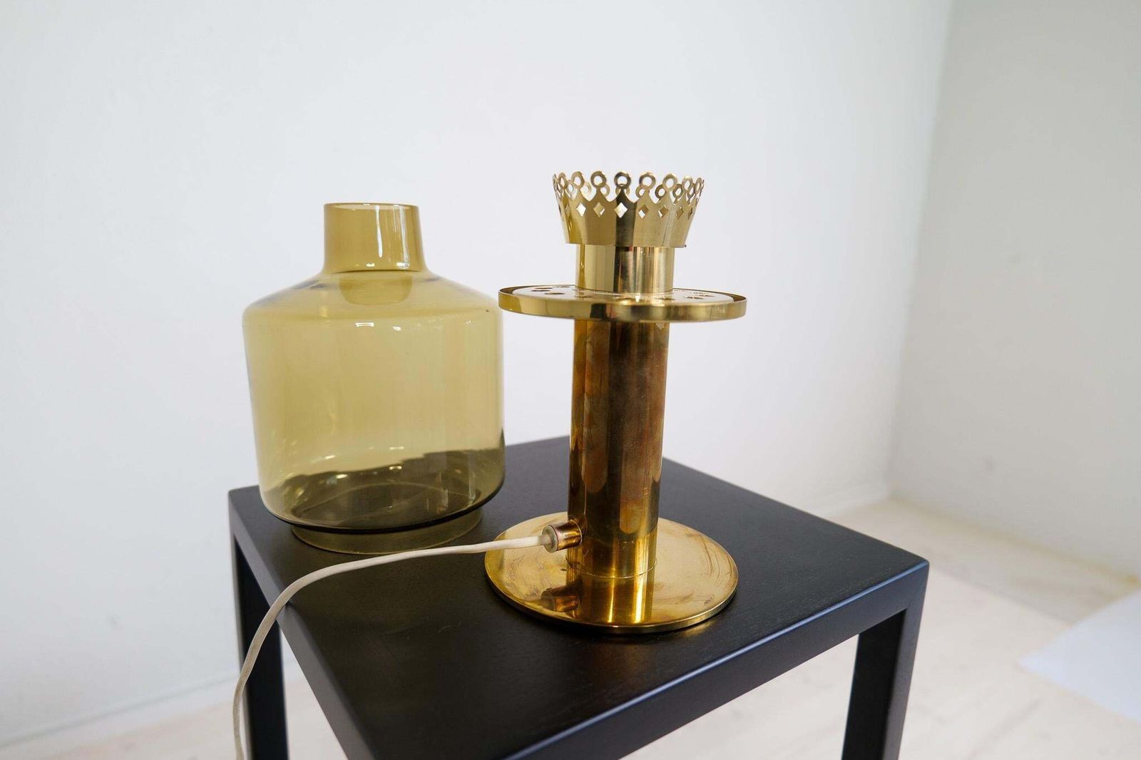 Hans Agne Jakobsson Table Lamp Model B 102 In Brass And Glass, 1960s, Sweden photo vinterior