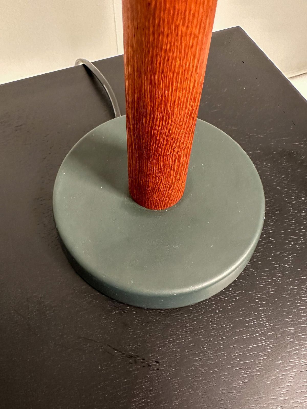 photo for sale Midcentury Teak And Cotton Table Lamp By Einar Bäckström, Sweden, 1950s