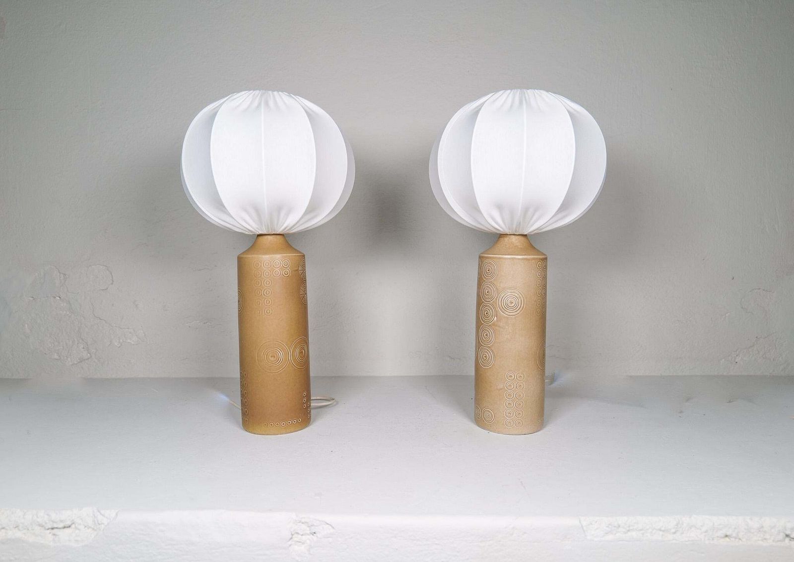 Midcentury Pair Of Olle Alberius, Rorstrand Porcelain Lamps Sweden 1960s photo Lighting