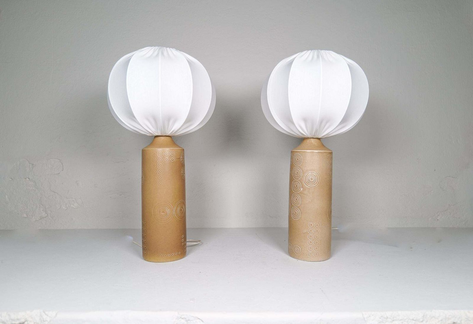 Midcentury Pair Of Olle Alberius, Rorstrand Porcelain Lamps Sweden 1960s photo 2223.0