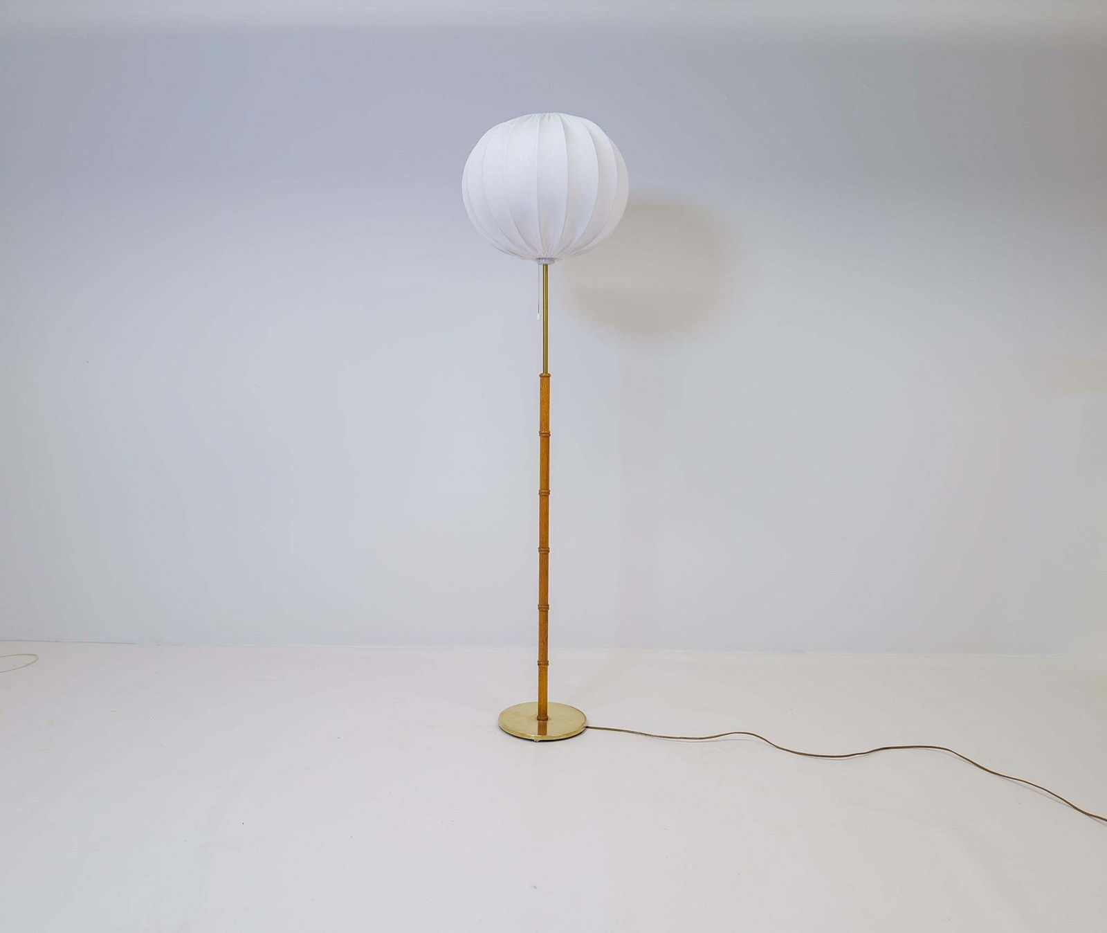 Midcentury Floor Lamp Brass And Oak Falkenbergs Belysning, Sweden, 1960s photo furniture