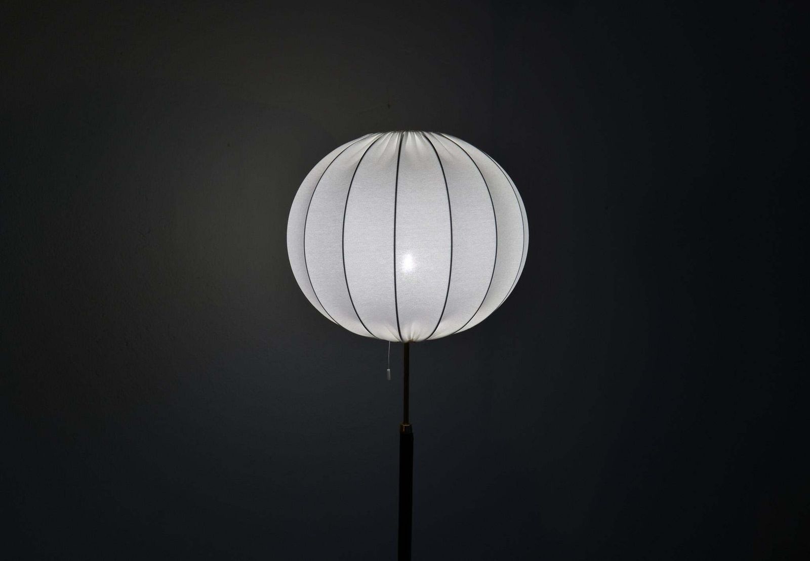 photo vintage Mid Century Brass Black Leather Floor Lamp Falkenbergs Belysning, Sweden, 1960s