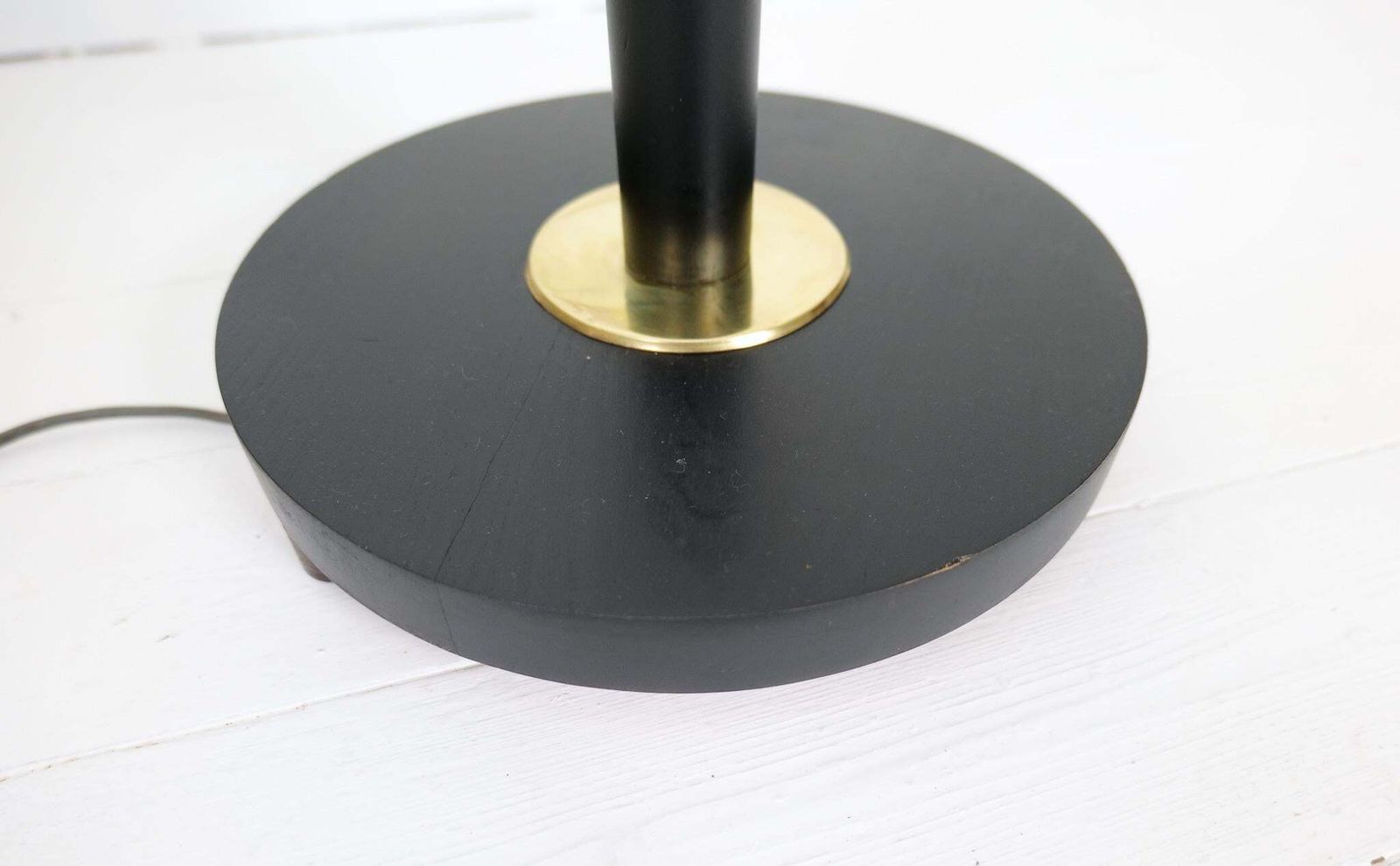 2394.0 Art Deco Floor Lamp In Brass With Blackened Wood Sweden, 1940s photo