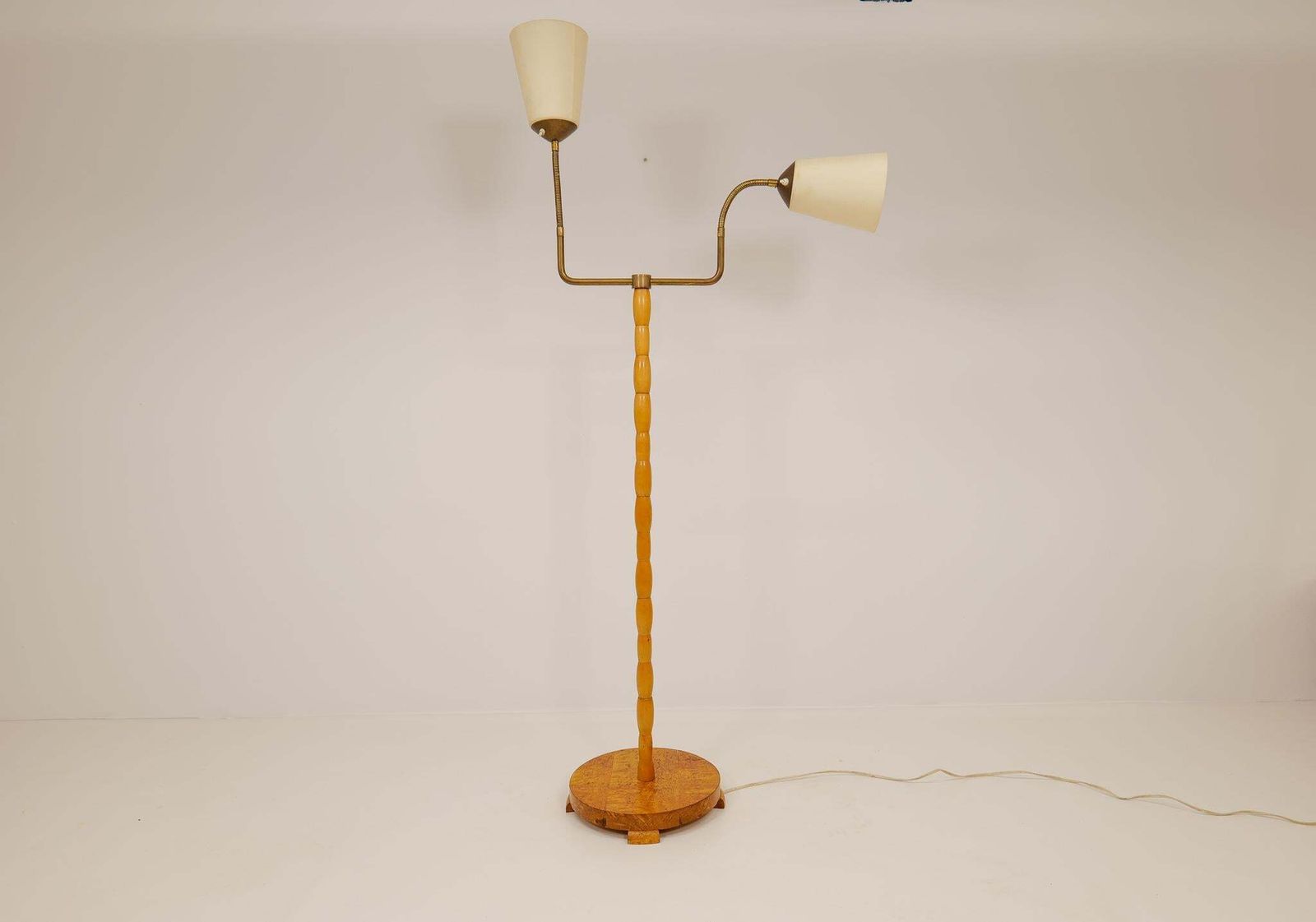 Midcentury Organic Floor Lamp In Birch And Brass Sweden, 1950s photo Lighting