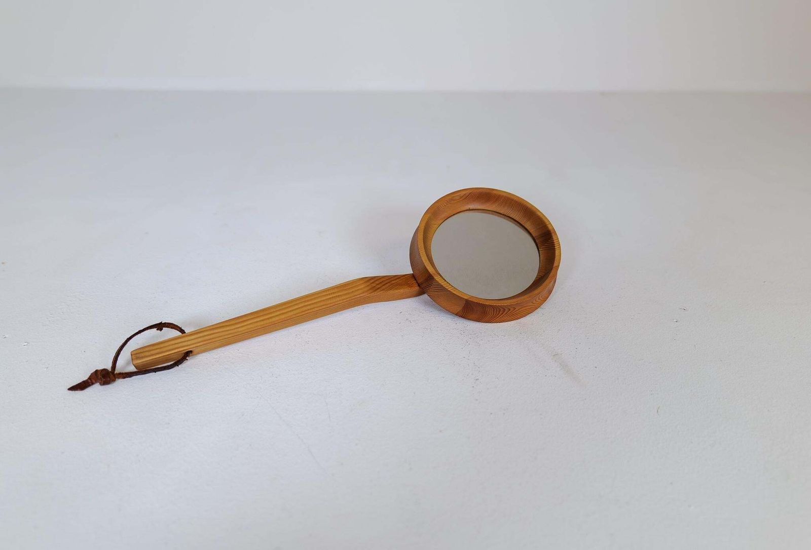 Midcentury Mirror/Hand Mirror In Pine Sweden 1970s photo for sale