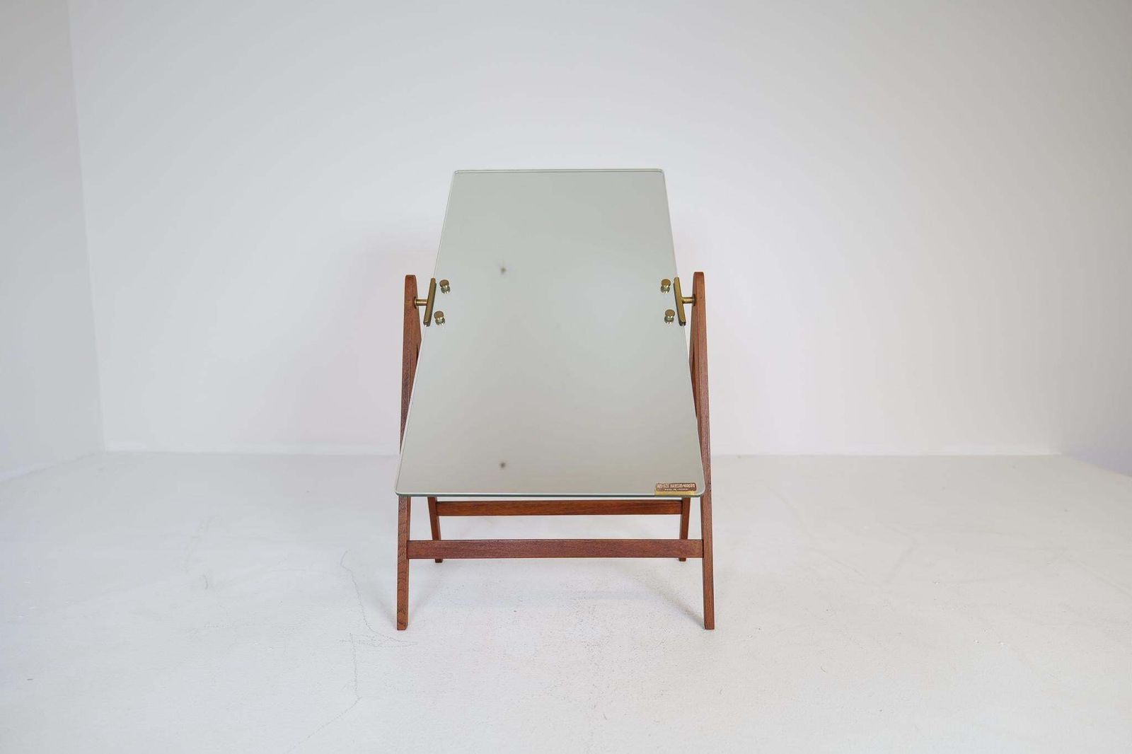photo buy Mid Century Hans Agne Jakobsson Brass And Teak Large Rare Table Mirror, Sweden