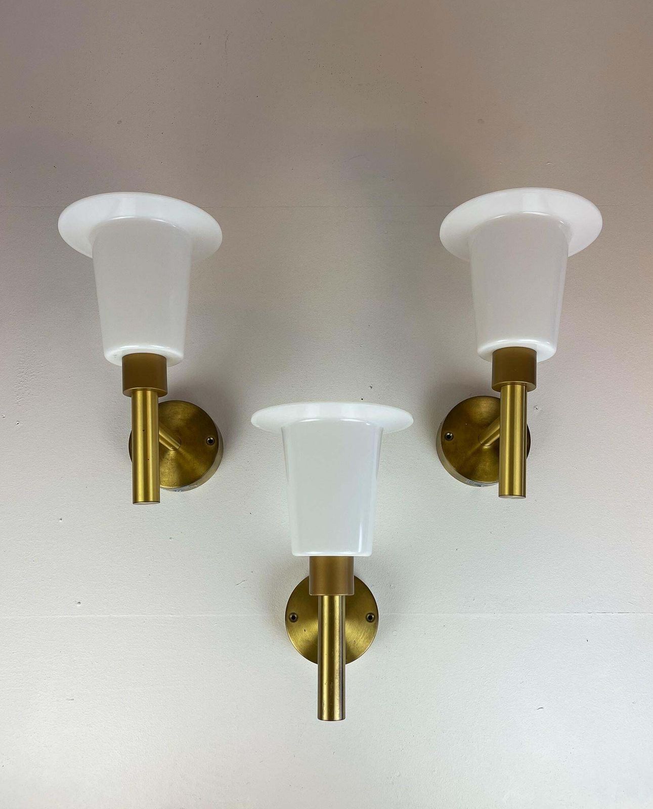 Midcentury Wall Mounted Brass And Acrylic Lamps Luxus, Sweden, 1960s photo for sale