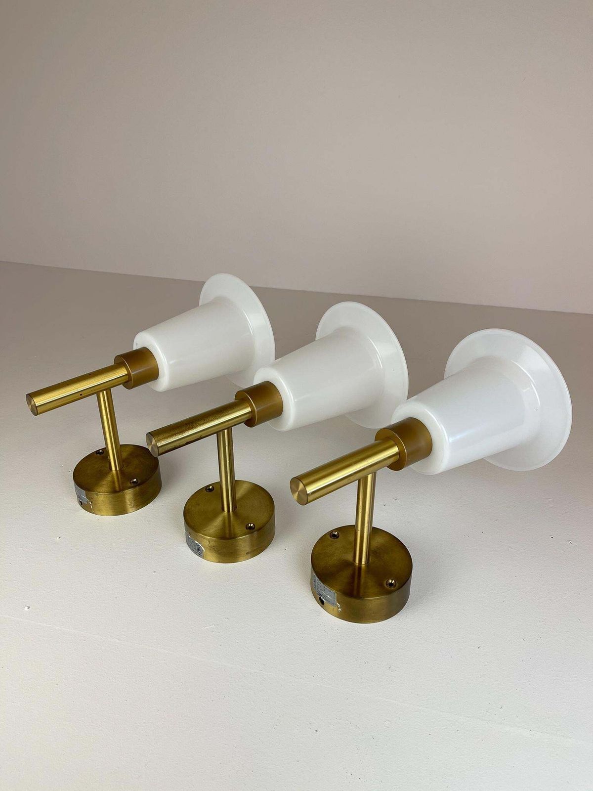 Midcentury Wall Mounted Brass And Acrylic Lamps Luxus, Sweden, 1960s photo vintage